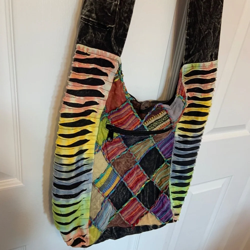 Handmade Multicolored Patchwork Hobo Crossbody Y2k Purse